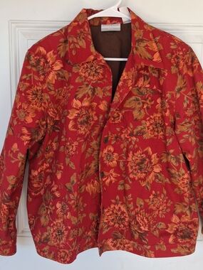 Alfred Dunner Floral Blazer in Red & Brown 14P